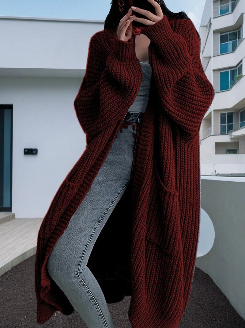 Autumn And Winter Long Sweater Women's Loose All-matching Base Long-sleeved Knitted Cardigan
