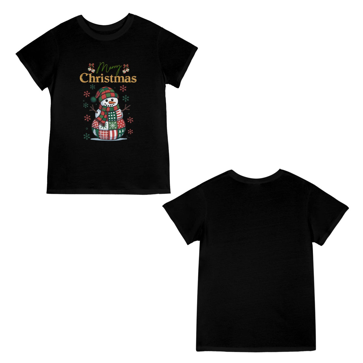 Christmas Bells Patchwork Snowman Classic Women's T-Shirt (Made in USA)