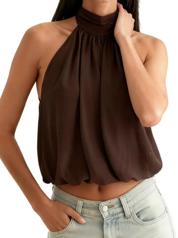 Julietta Collection Women’s Elegant Halter Backless Night Club Top