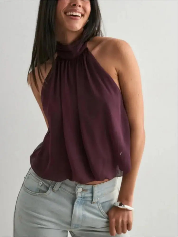 Julietta Collection Women’s Elegant Halter Backless Night Club Top