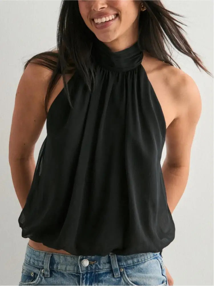 Julietta Collection Women’s Elegant Halter Backless Night Club Top