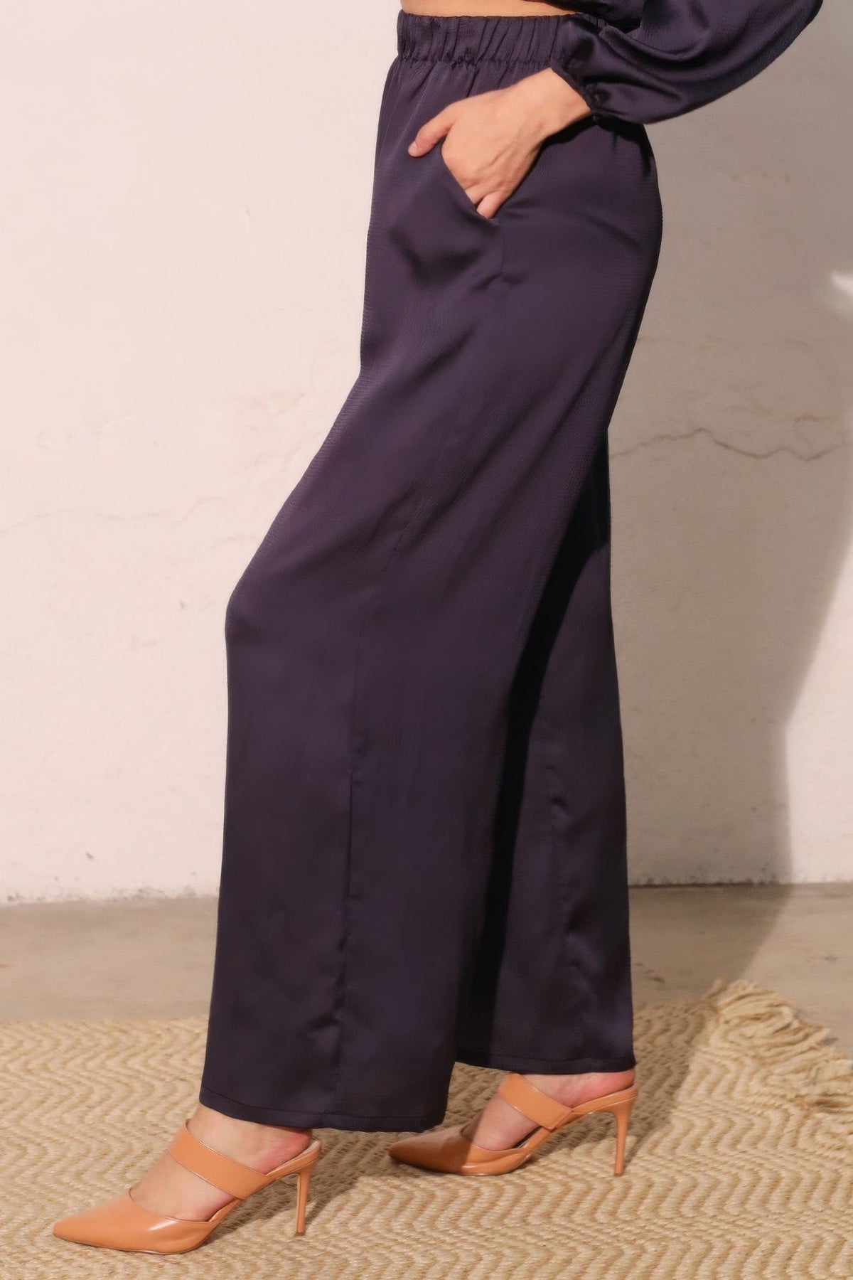 Hammered Satin Pocket Pants