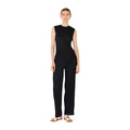 Pleated classic straight long pants - P01BS_Black