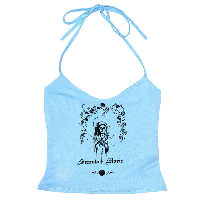 Vintage Y2K Gothic Corset Crop Tank Top