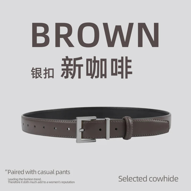 Belts for Women Square Plain Real Leather
