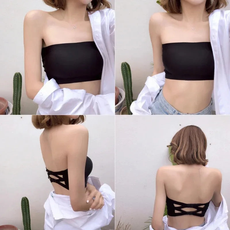 Women’s Seamless Strapless Bandeau Bra – Wireless Tube Top