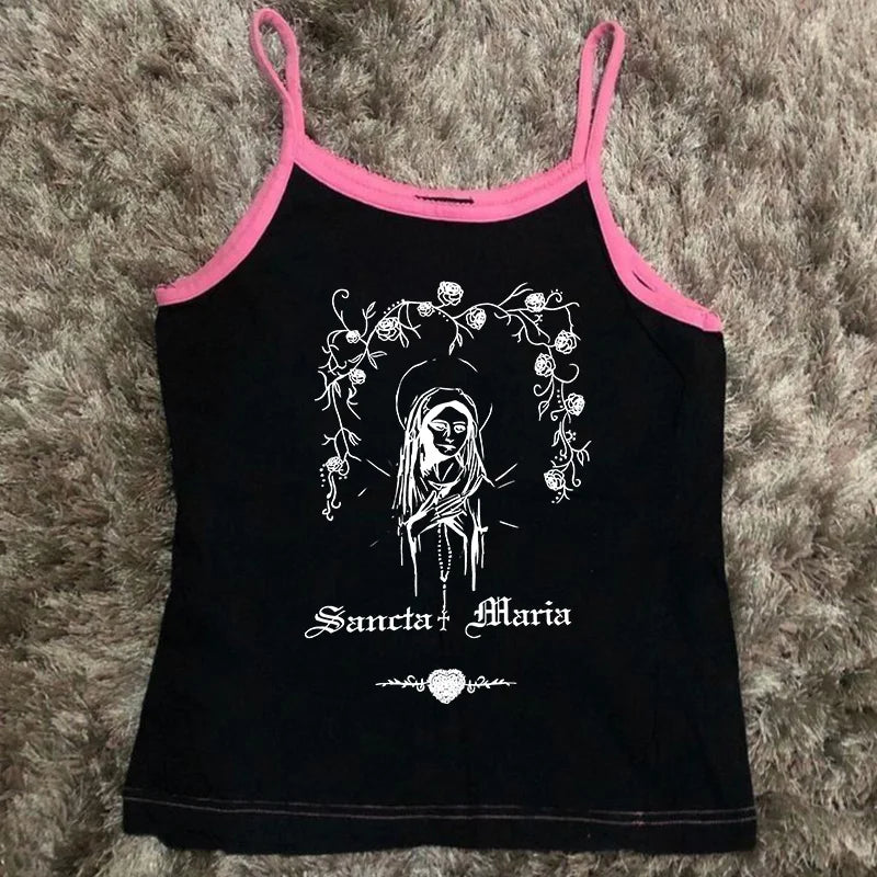 Vintage Y2K Gothic Corset Crop Tank Top
