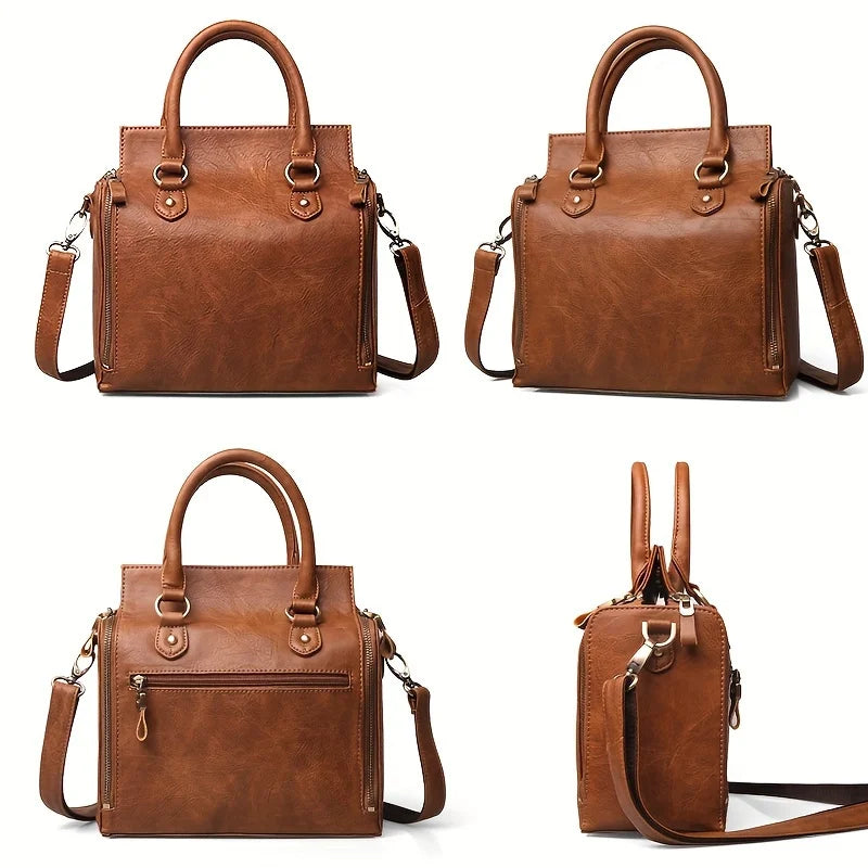 Retro PU Leather Handbag
