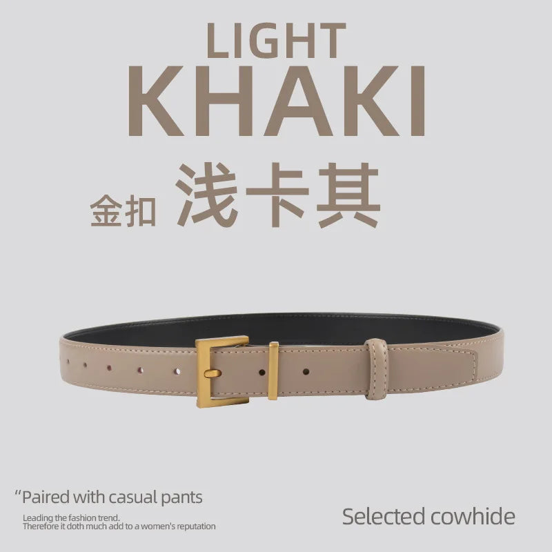 Belts for Women Square Plain Real Leather