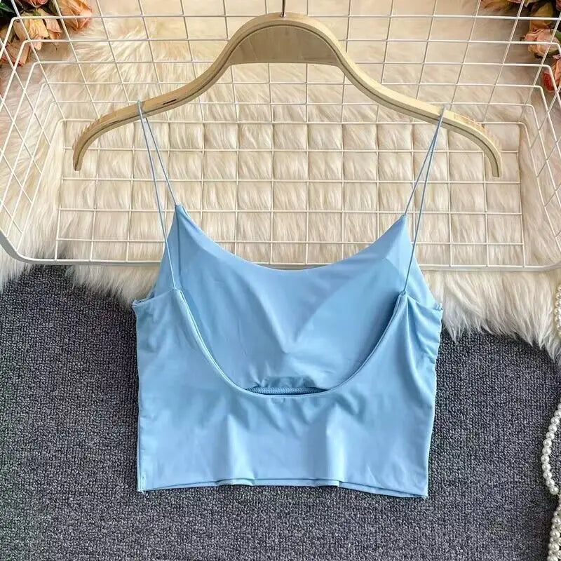 Women’s Ice Silk Padded Sexy Crop Tank Top Bralette
