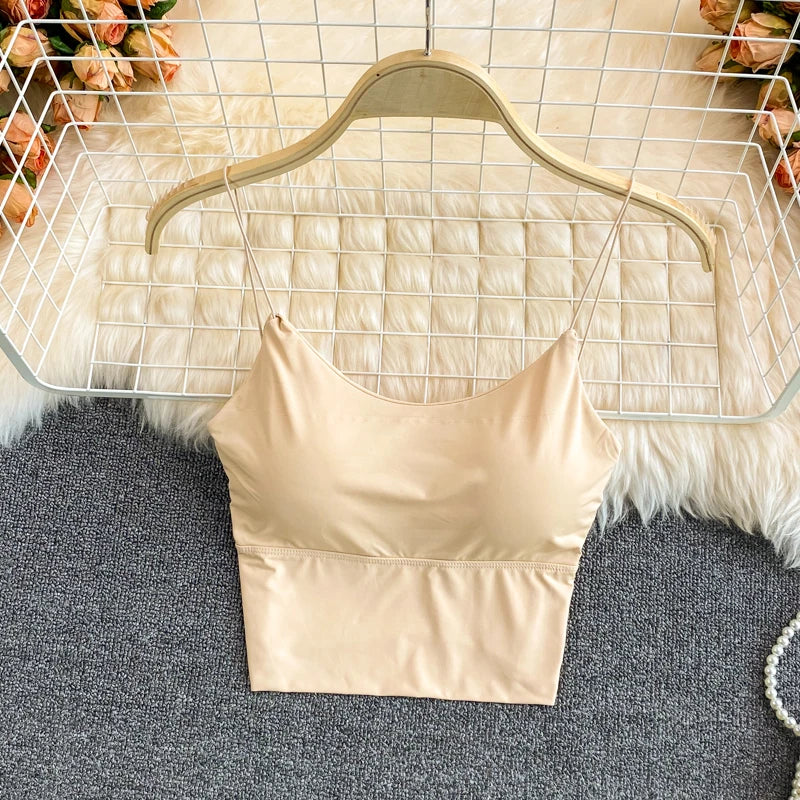 Women’s Ice Silk Padded Sexy Crop Tank Top Bralette