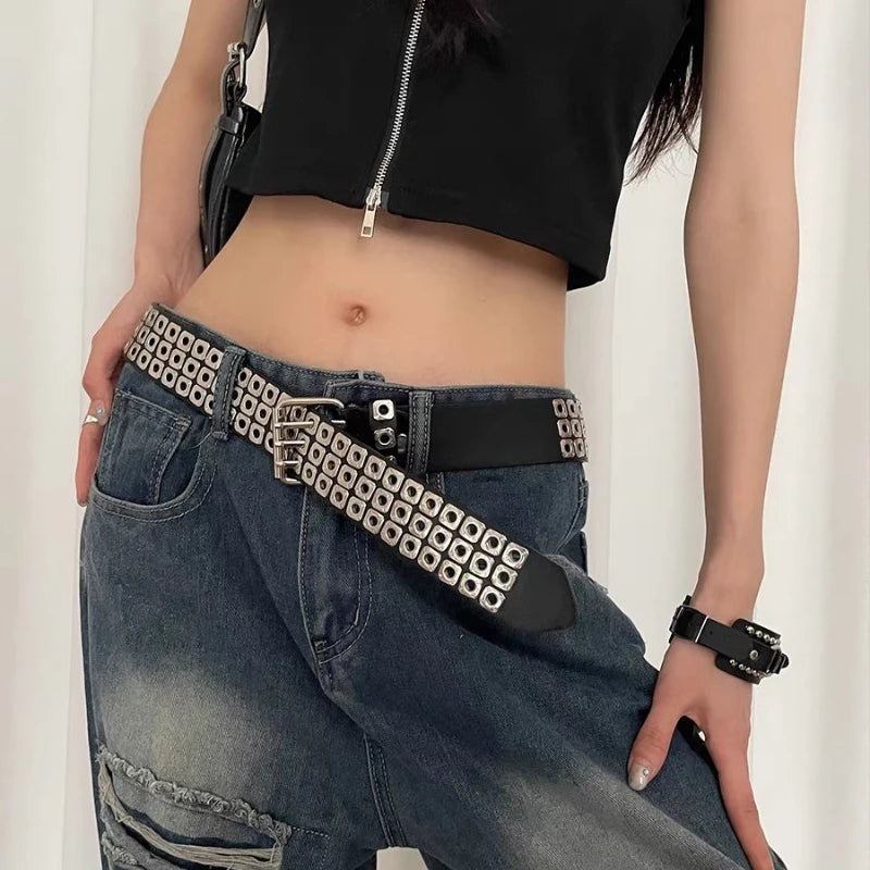 Women Belt  Fashion Three Exhaust Eyes, Punk Street Cool