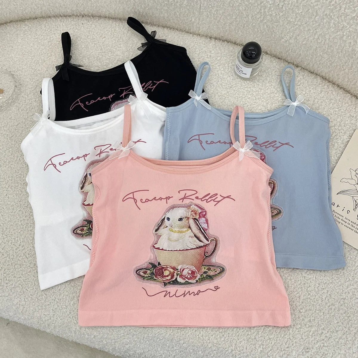 Cute Rabbit Print Crop Tank Top – Kawaii Backless Top