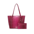 Women Outdoor Embossed Texture Tote Bag Set, Spacious Carryall with Detachable Zipper Pouch, Multi Compartment Shoulder Handbag for Camping Beach Picnic Day Trips