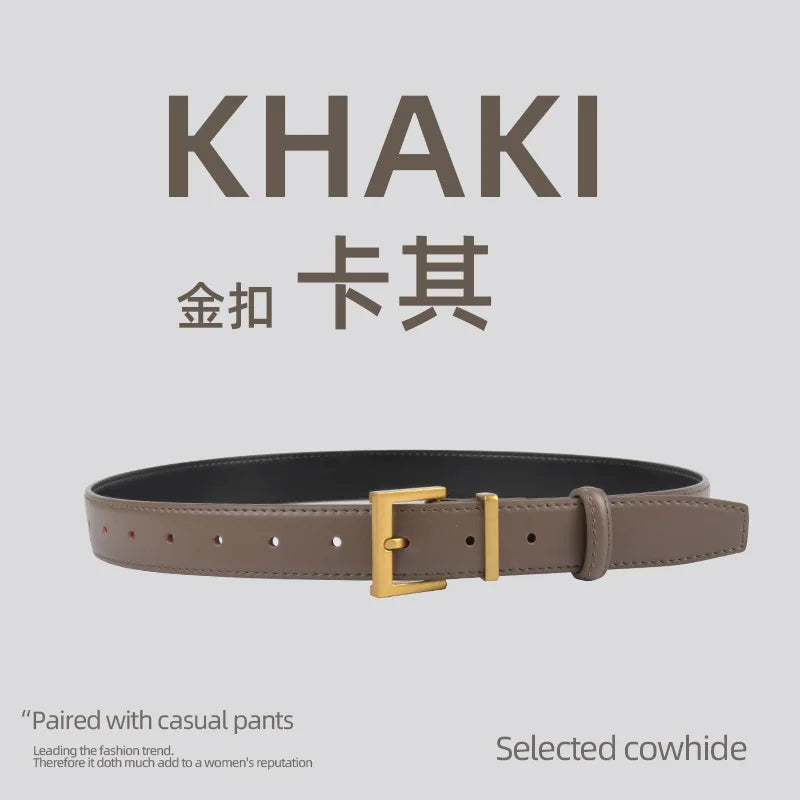 Belts for Women Square Plain Real Leather
