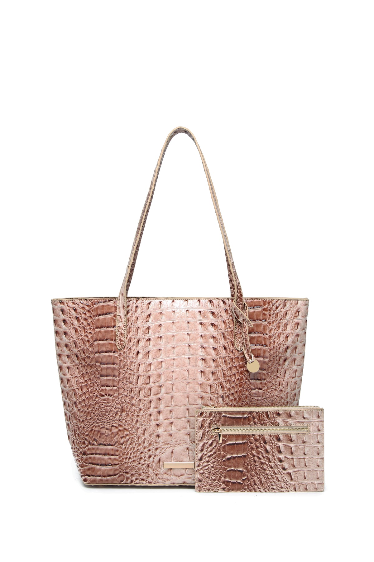 Women Outdoor Embossed Texture Tote Bag Set, Spacious Carryall with Detachable Zipper Pouch, Multi Compartment Shoulder Handbag for Camping Beach Picnic Day Trips