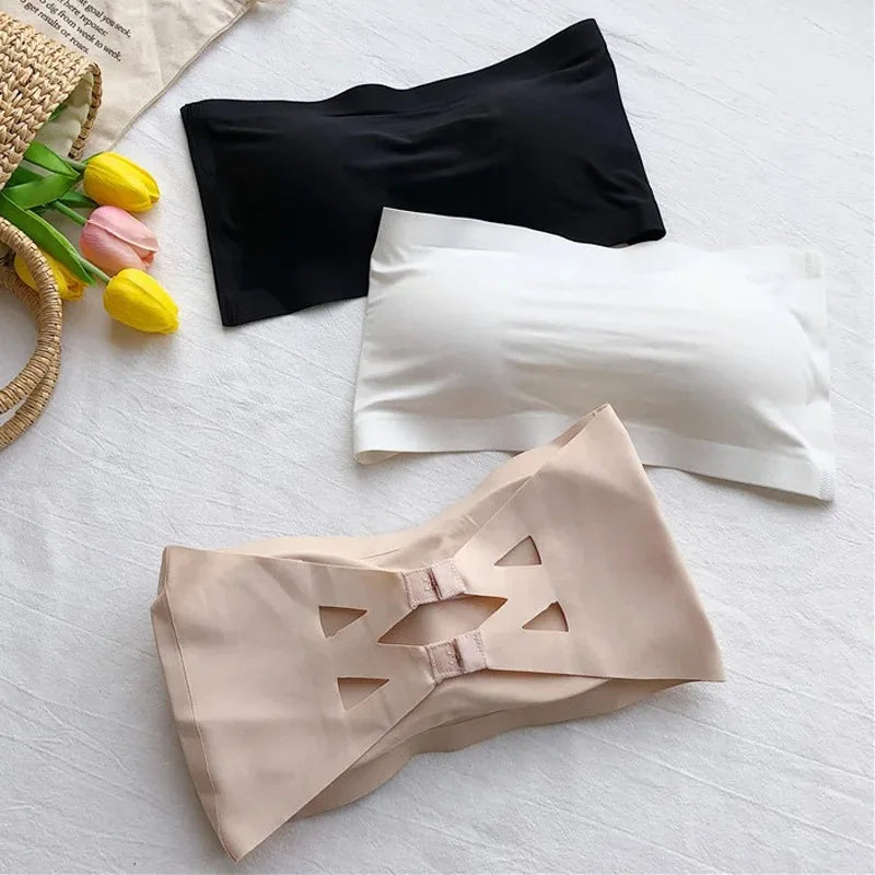 Women’s Seamless Strapless Bandeau Bra – Wireless Tube Top