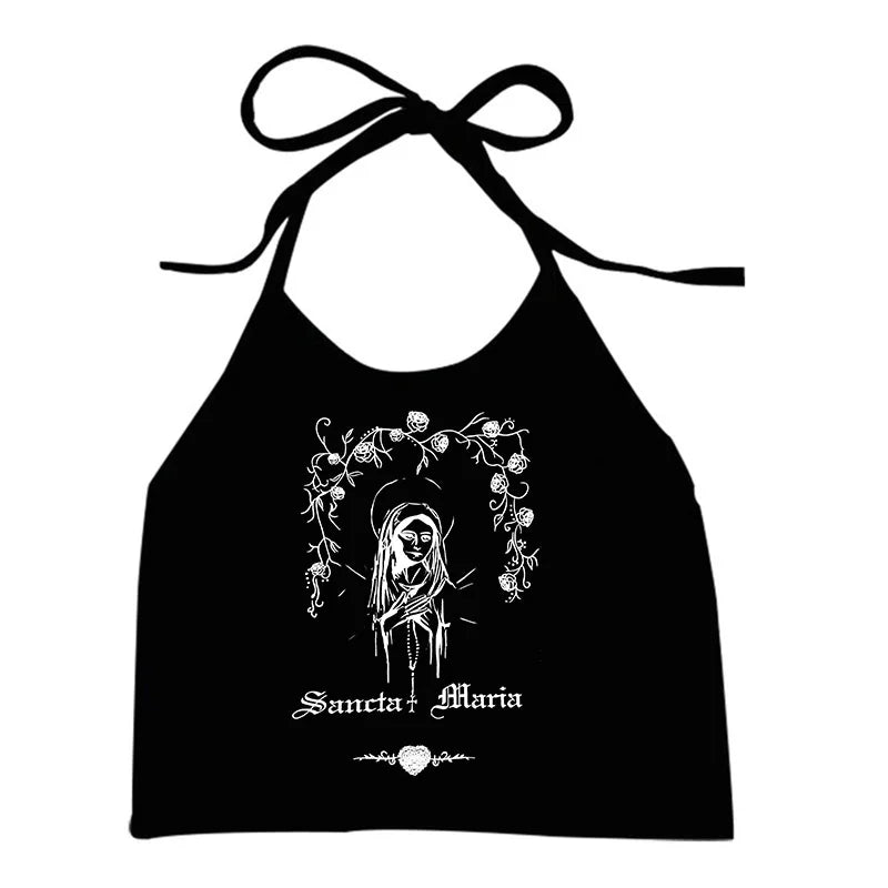 Vintage Y2K Gothic Corset Crop Tank Top