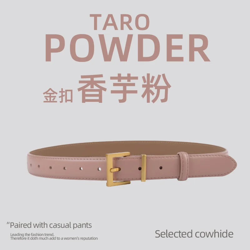 Belts for Women Square Plain Real Leather