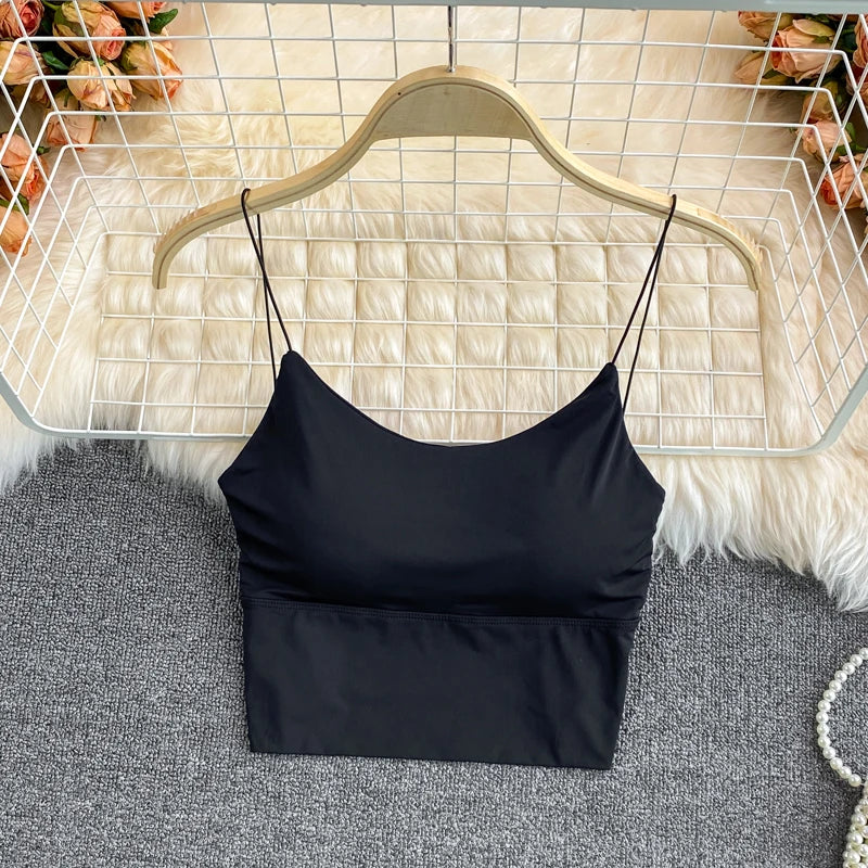 Women’s Ice Silk Padded Sexy Crop Tank Top Bralette