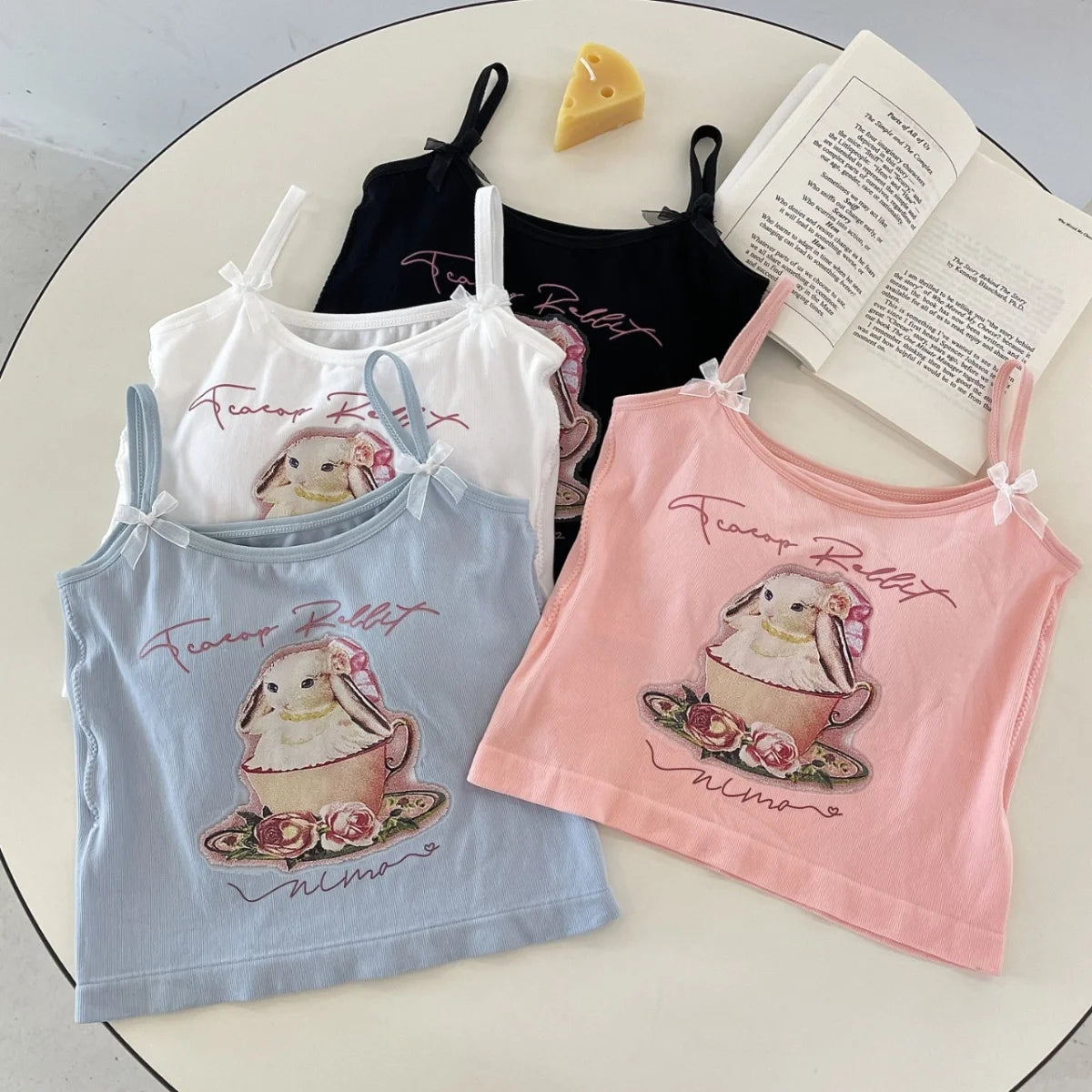 Cute Rabbit Print Crop Tank Top – Kawaii Backless Top