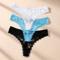 3Pcs Sexy Lace Women Thongs Transparent Women Panties Sexy Underwear Solid Floral G-String Size XS-XL Female Underpants Lingerie