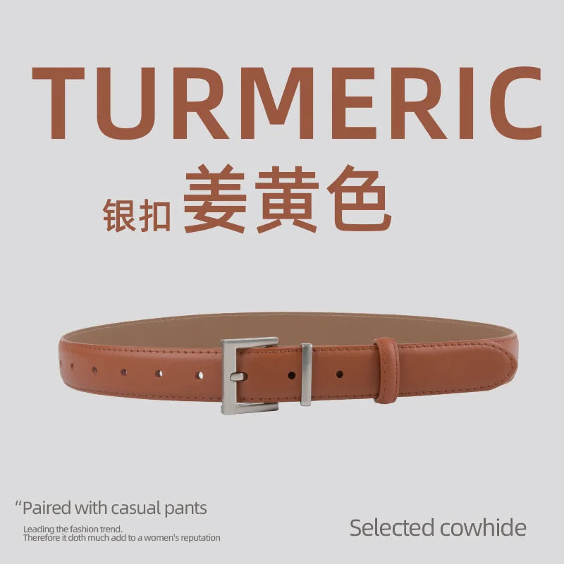 Belts for Women Square Plain Real Leather