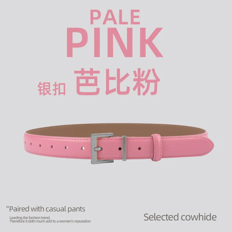 Belts for Women Square Plain Real Leather