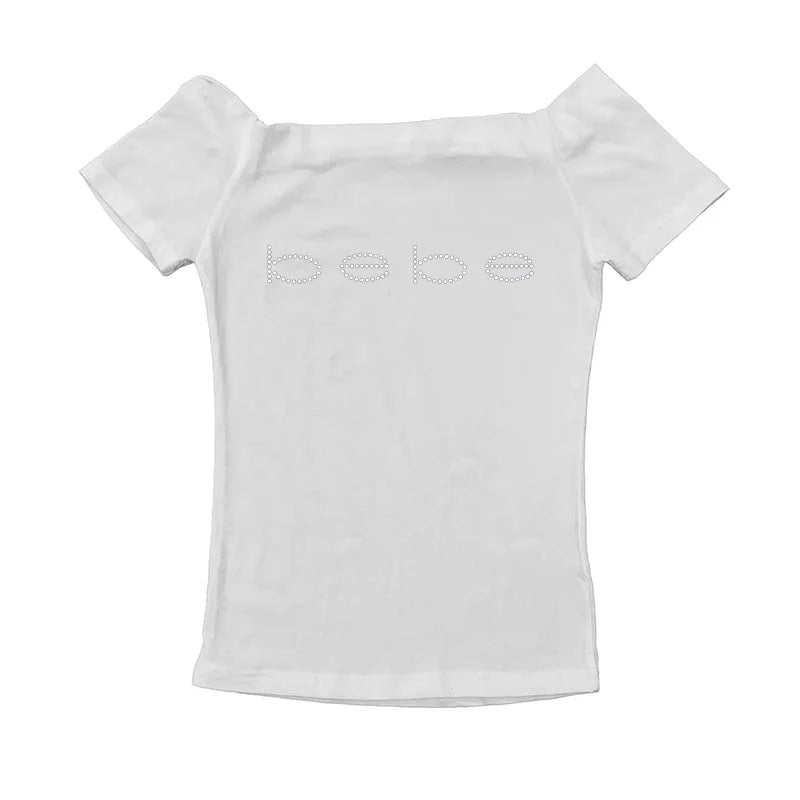 Vintage Y2K Letter Print Crop Tank Top – Slim Streetwear Baby Tee