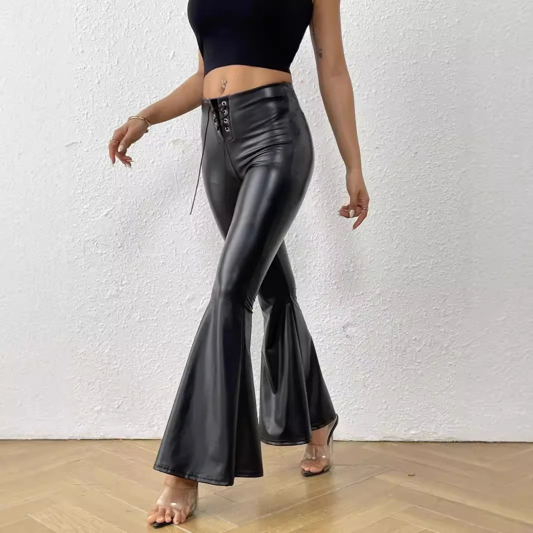 Popular Bell Bottoms Shiny Leather