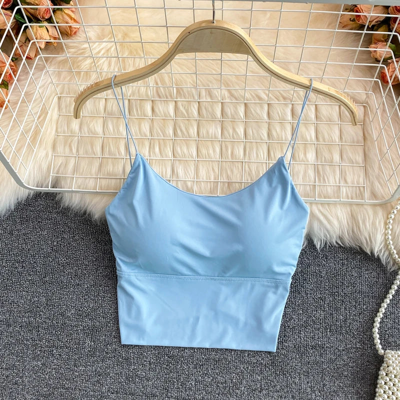 Women’s Ice Silk Padded Sexy Crop Tank Top Bralette