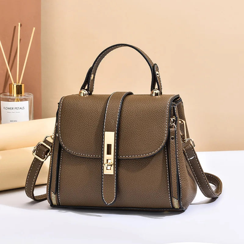 Luxury Genuine Leather Bow Bucket Shoulder Bag, women's leather bucket bag with convenient zipper closure