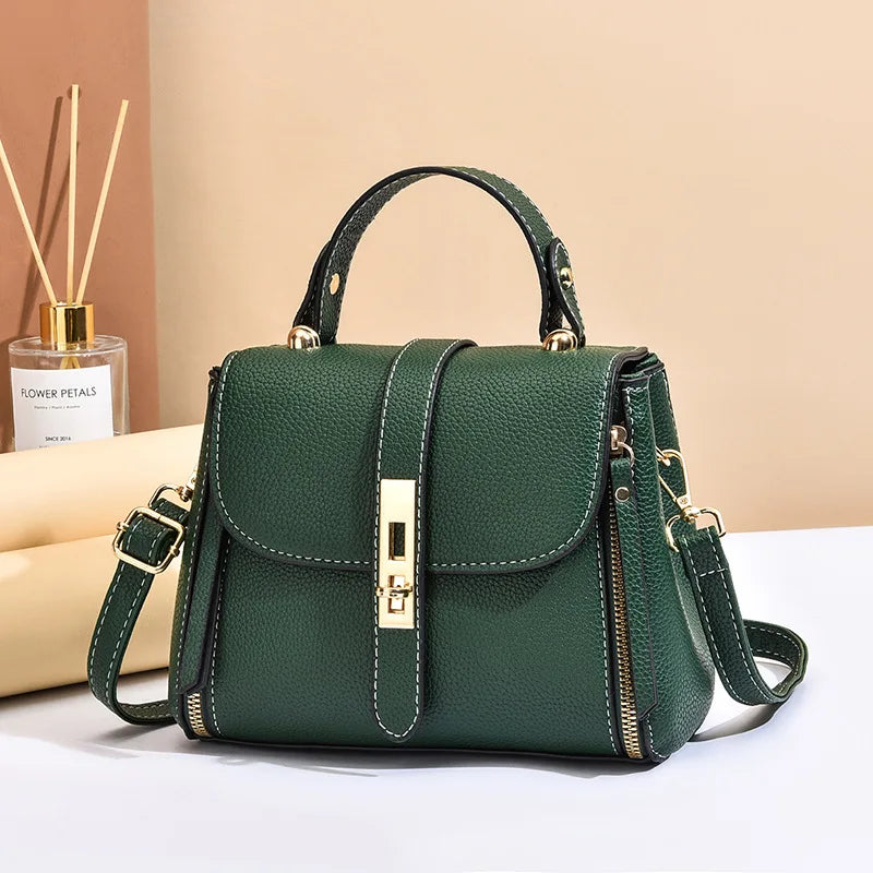 Luxury Genuine Leather Bow Bucket Shoulder Bag, women's leather bucket bag showing structured square silhouette