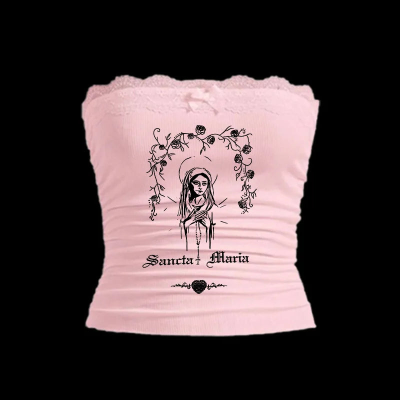 Vintage Y2K Gothic Corset Crop Tank Top