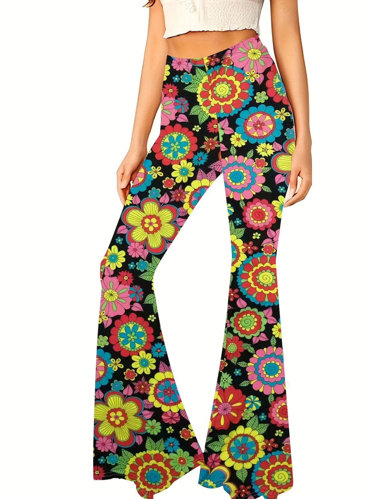Women's Bohemian style printed bell bottoms