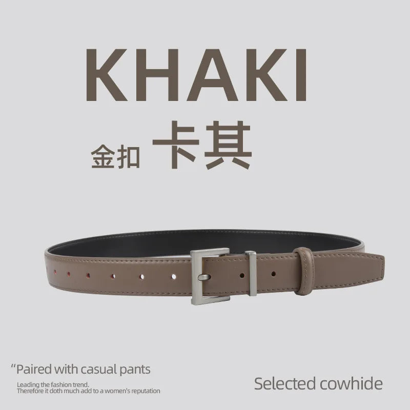 Belts for Women Square Plain Real Leather