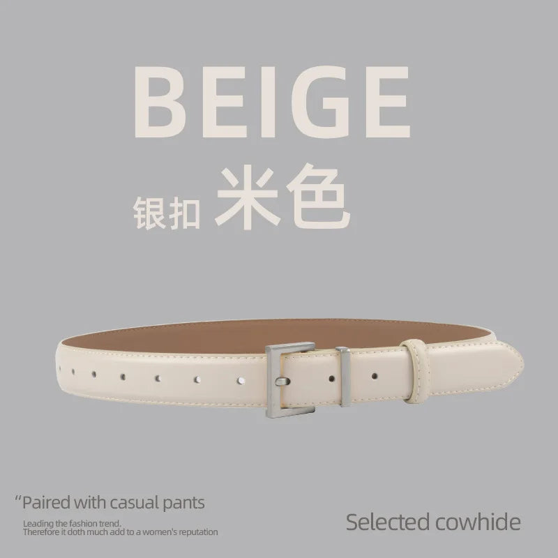 Belts for Women Square Plain Real Leather