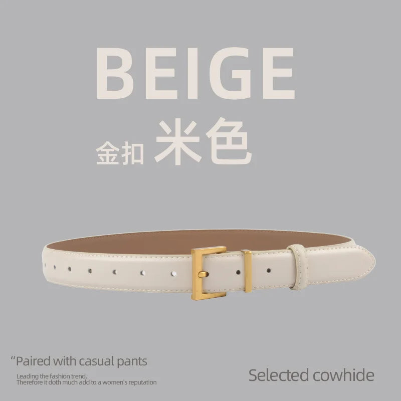 Belts for Women Square Plain Real Leather