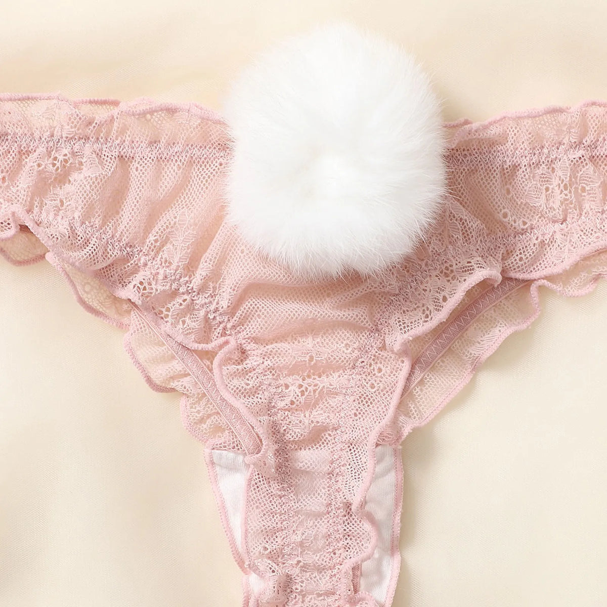 Women Lace Mesh Cotton Thongs Panties Sexy Rabbit