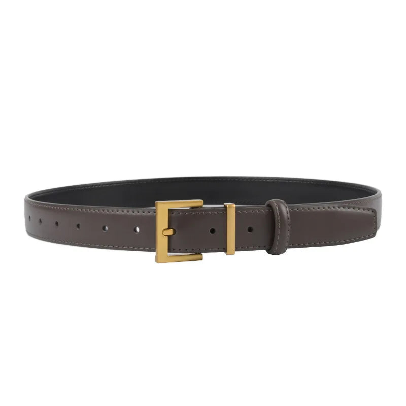 Belts for Women Square Plain Real Leather