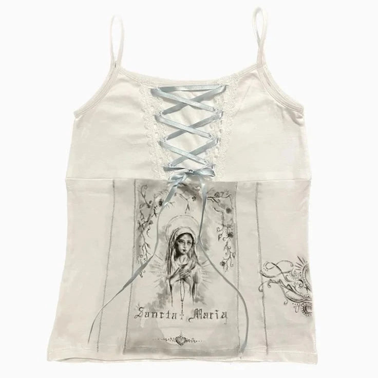 Vintage Y2K Gothic Corset Crop Tank Top