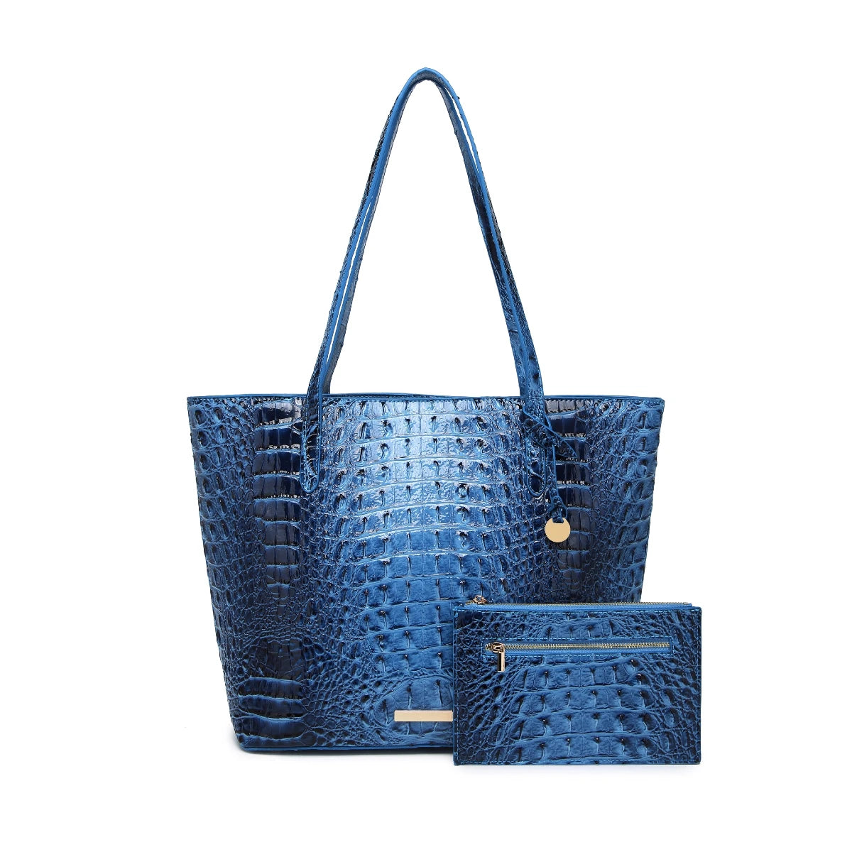 Women Outdoor Embossed Texture Tote Bag Set, Spacious Carryall with Detachable Zipper Pouch, Multi Compartment Shoulder Handbag for Camping Beach Picnic Day Trips