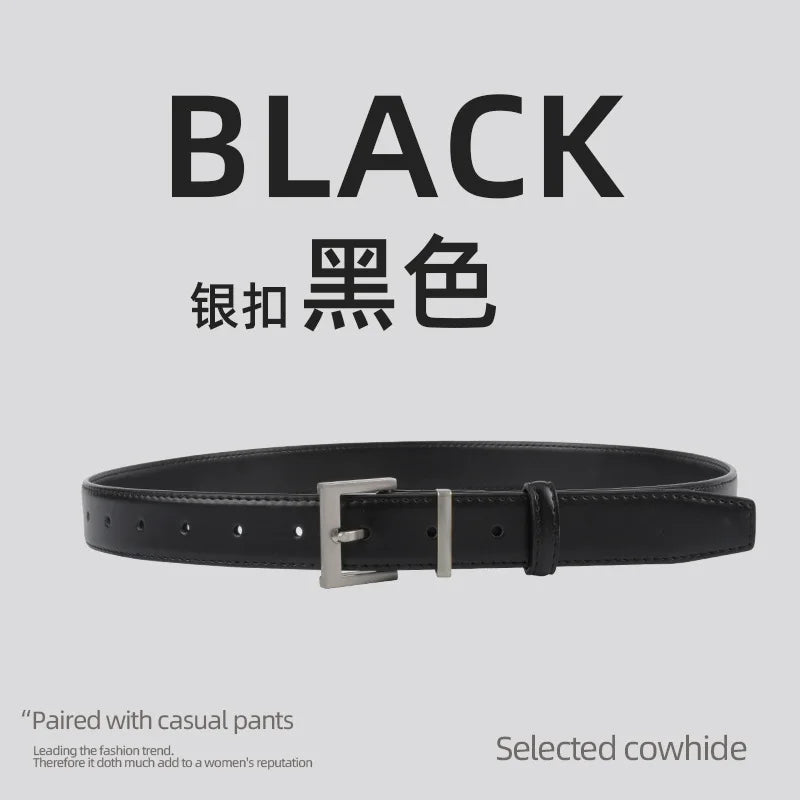 Belts for Women Square Plain Real Leather