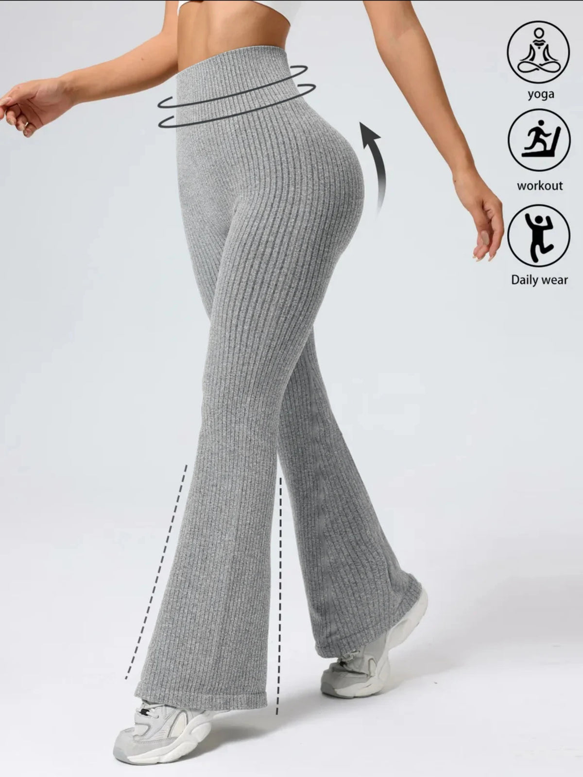 Women's High-Waist Seamless Ribbed Yoga Pants, Full-Length Stretch Workout Leggings full-length activewear view