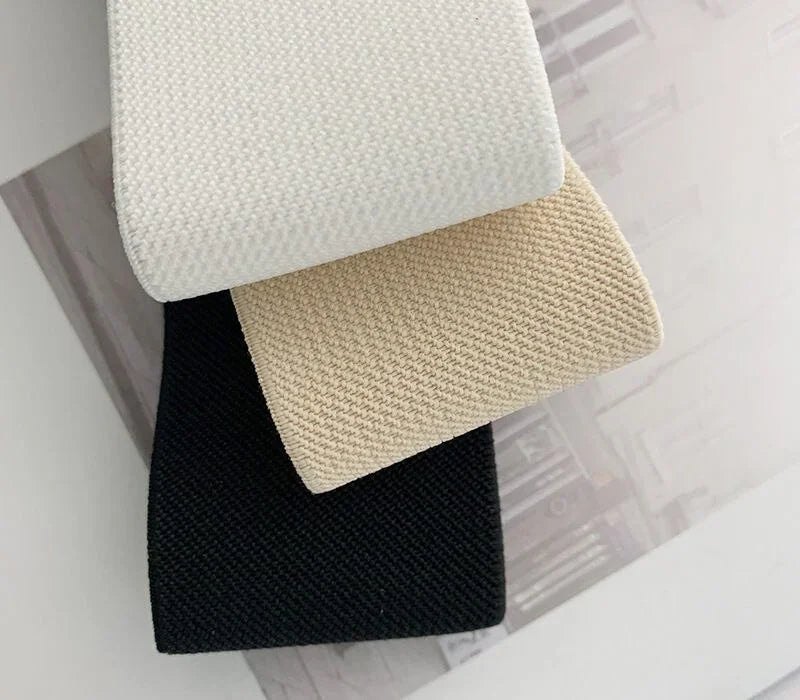 Women's Elastic Wide Round Woven Canvas Waist Belt, 5cm Stretch Fashion Cinch Belt styled with a dress