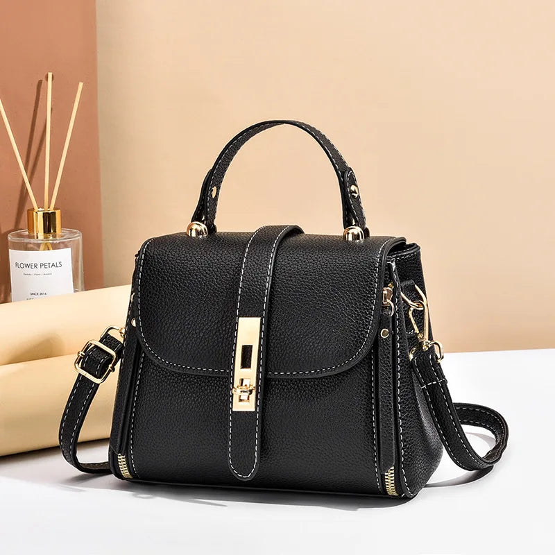 Luxury Genuine Leather Bow Bucket Shoulder Bag, women's leather bucket bag with single shoulder strap