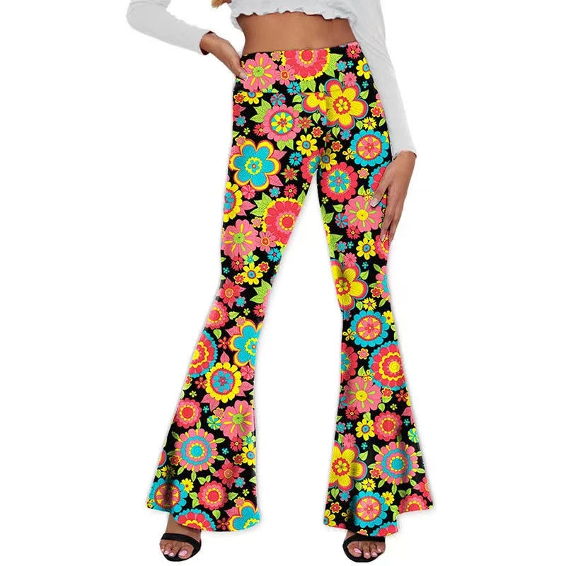 Women's Bohemian style printed bell bottoms