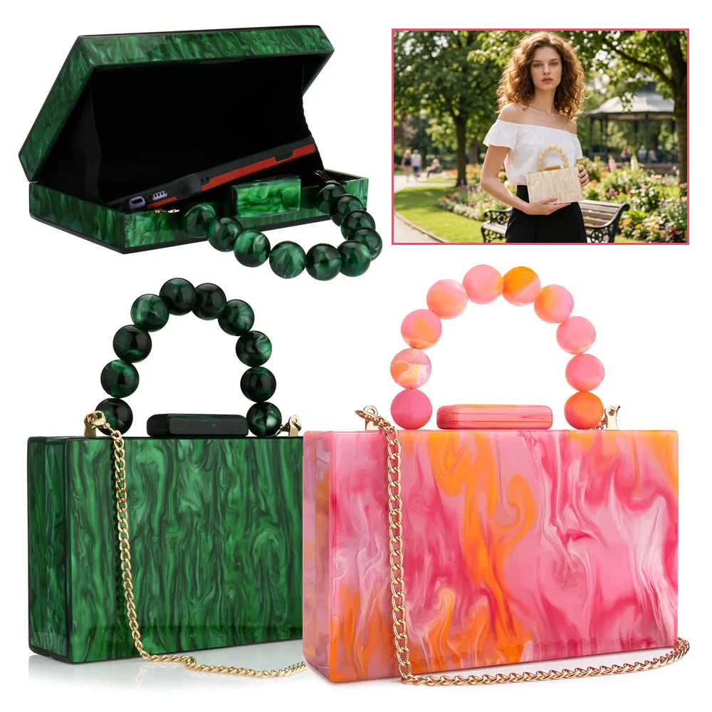 Beading Handbag Marble Acrylic