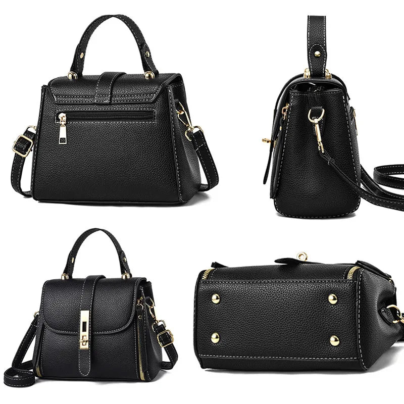 Luxury Genuine Leather Bow Bucket Shoulder Bag, women's leather bucket bag with spacious organized interior
