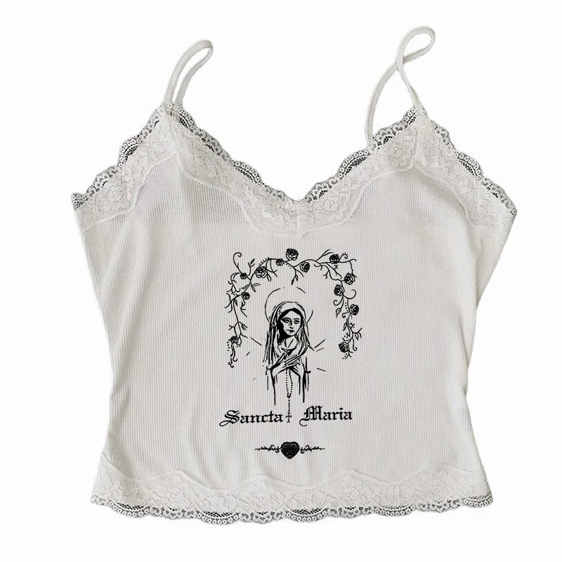 Vintage Y2K Gothic Corset Crop Tank Top